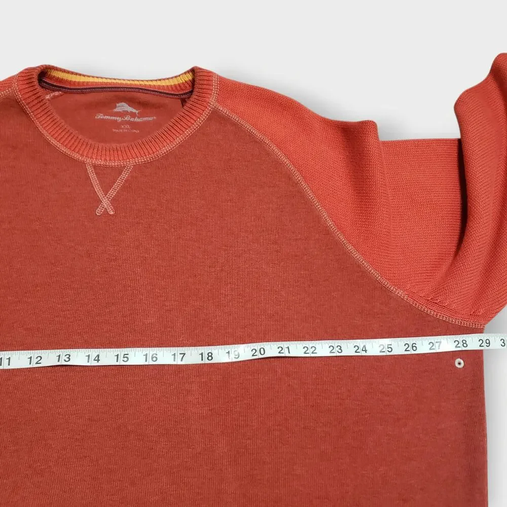 Tommy‎ Bahama Mens Colorblock Raglan Crewneck Sweater Orange Sz XXL Preppy Retro